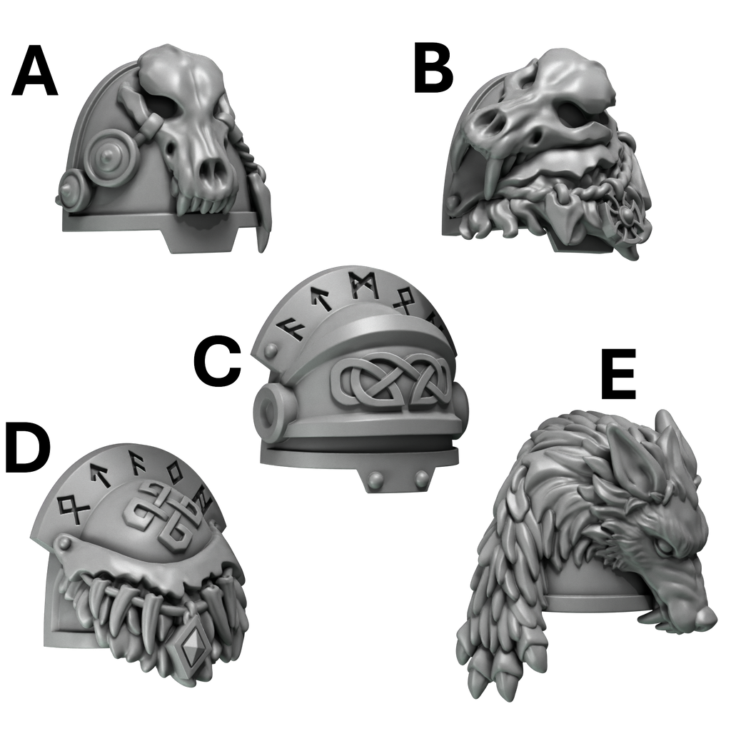 Big Pauldrons Pack 1 Primal Hounds Conversion Bits For 28mm 32mm Sci-fi Space Knights