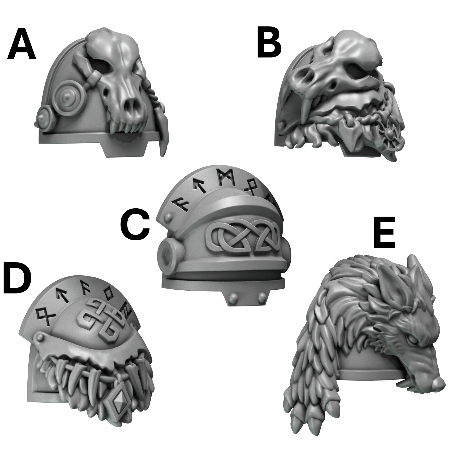 Big Pauldrons Pack 1 Primal Hounds Conversion Bits For 28mm 32mm Sci-fi Space Knights