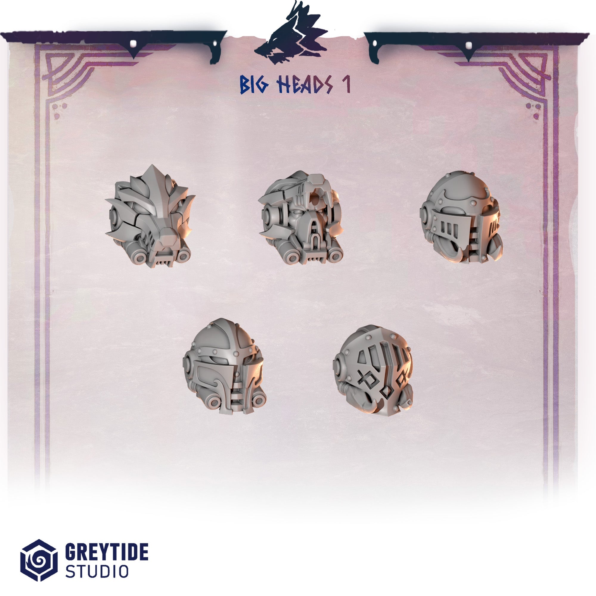 Big Helmets Pack Primal Hounds Conversion Bits For 28mm 32mm Sci-fi Space Knights