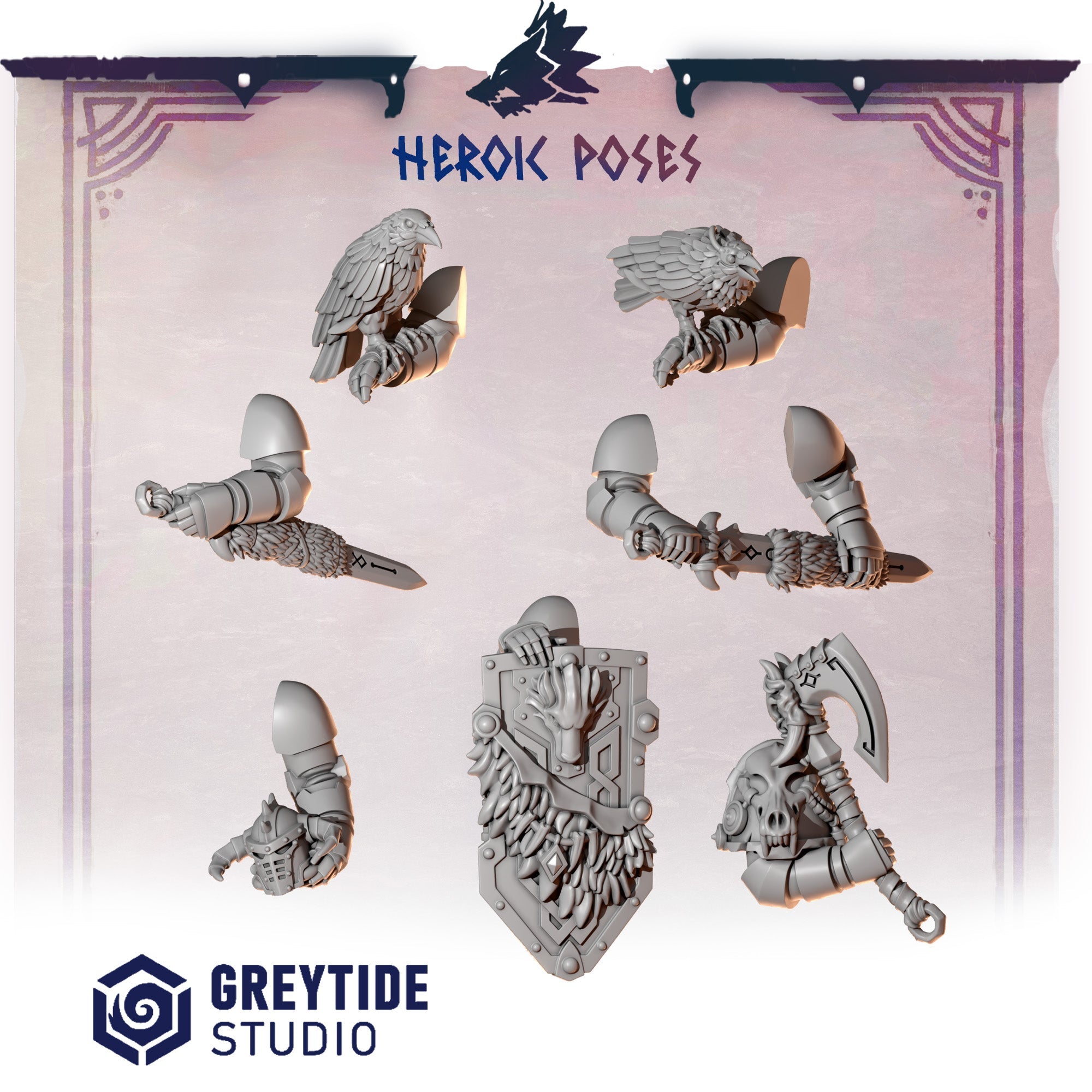 Heroic Pose Pack | Primal Hounds | Conversion Bits For 28mm 32mm Sci-fi Space Knights