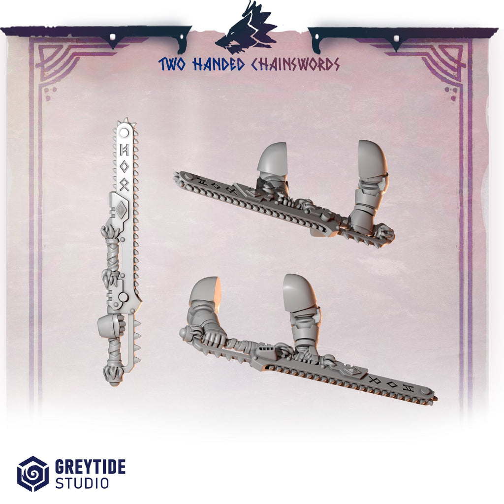 Two Handed Toothed Swords | Primal Hounds | Conversion Bits For 28mm 32mm Sci-fi Space Knights