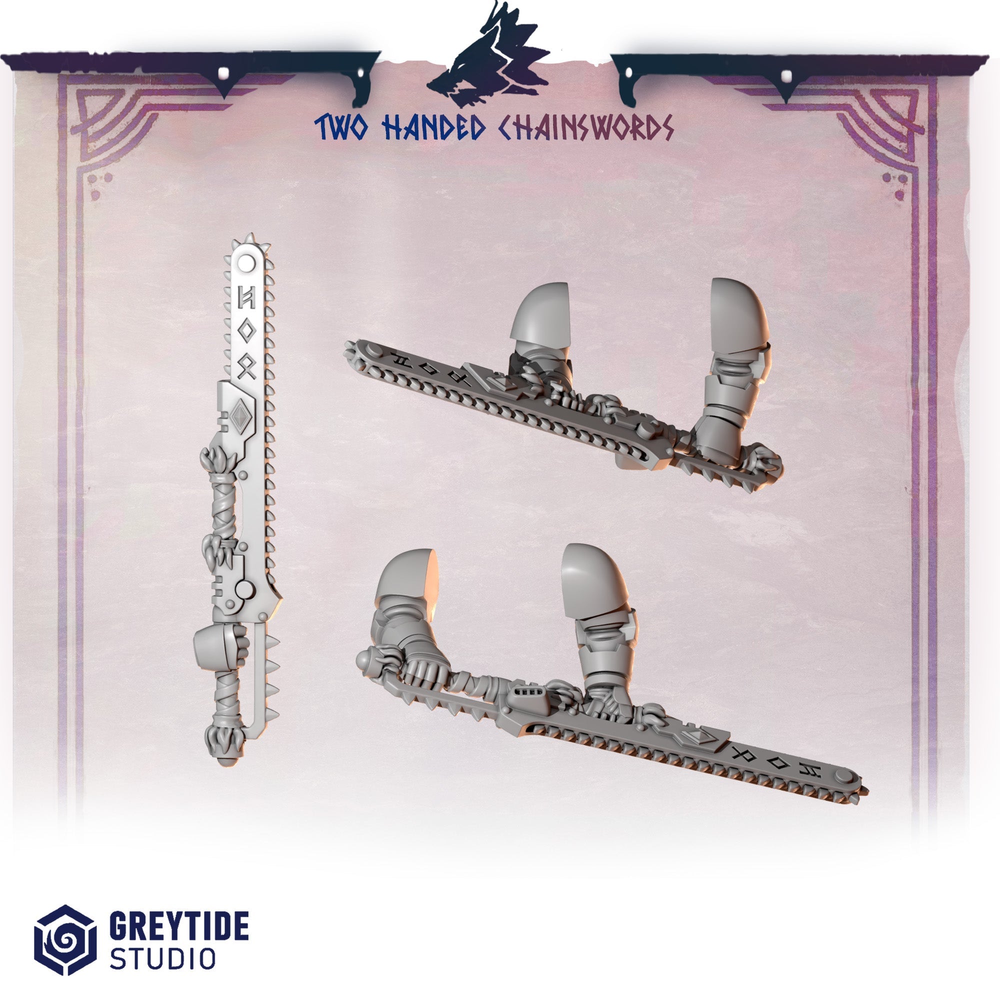 Two Handed Toothed Swords | Primal Hounds | Conversion Bits For 28mm 32mm Sci-fi Space Knights