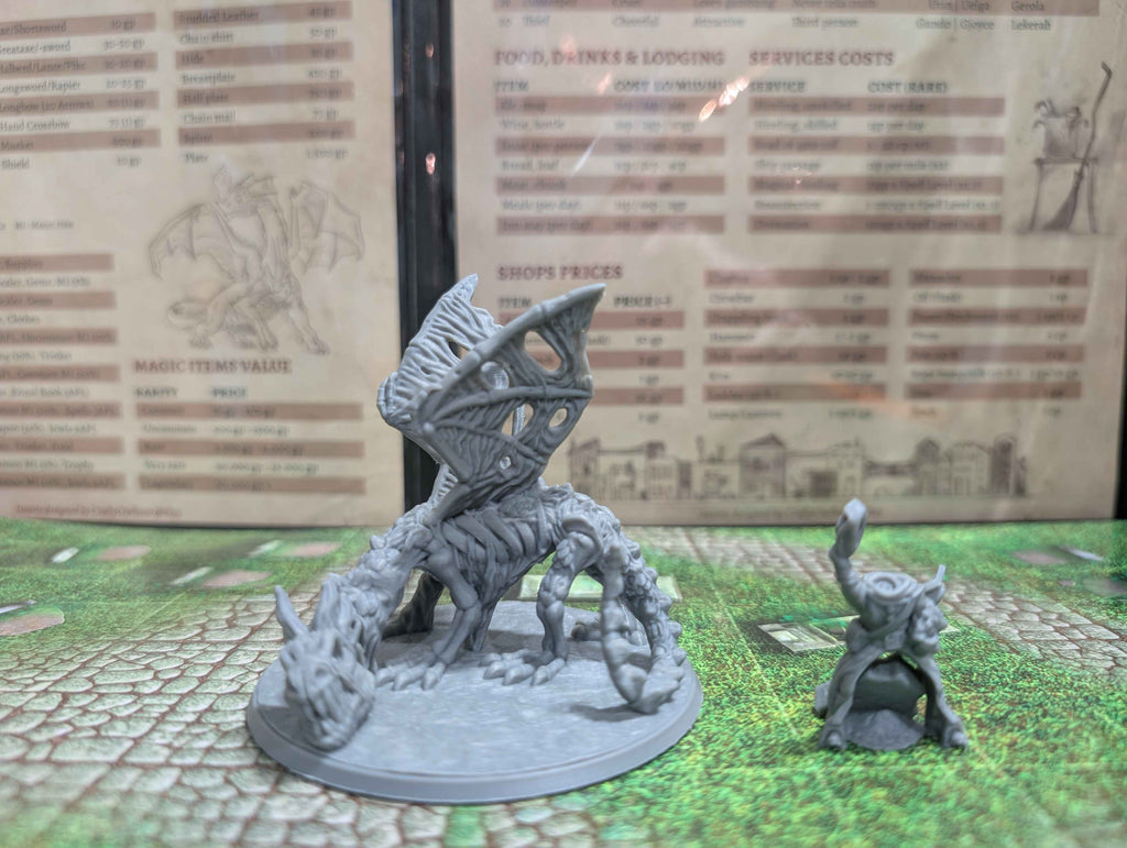 Undead Zombie Dragon Miniature with Headless Rider for Dungeons and Dragons, Pathfinder 2E and TTRPG's.