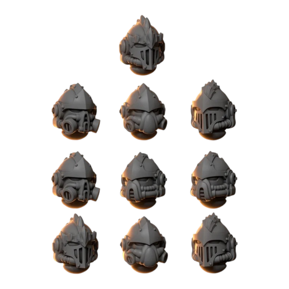 Heads Pack 2 Anvil Wardens Conversion Bits For 28mm 32mm Sci-fi Space Knights