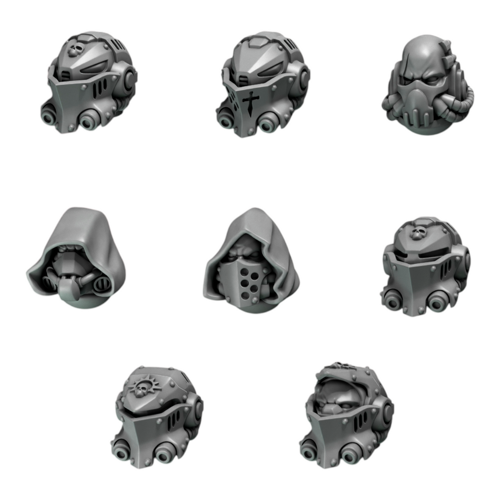 Big Heads & Helmets Pack | Eternal Pilgrims | Conversion Bits For 28mm 32mm Sci-fi Marines