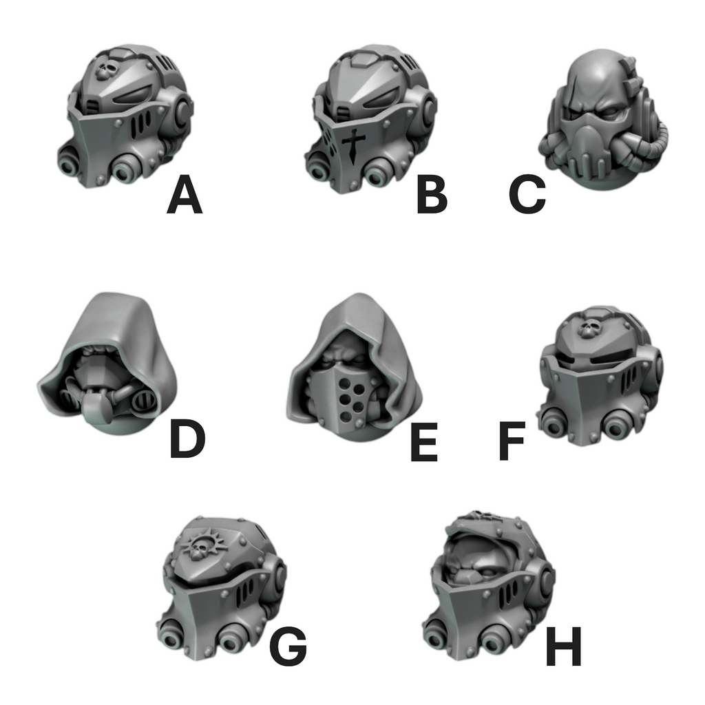 Big Heads & Helmets Pack | Eternal Pilgrims | Conversion Bits For 28mm 32mm Sci-fi Marines
