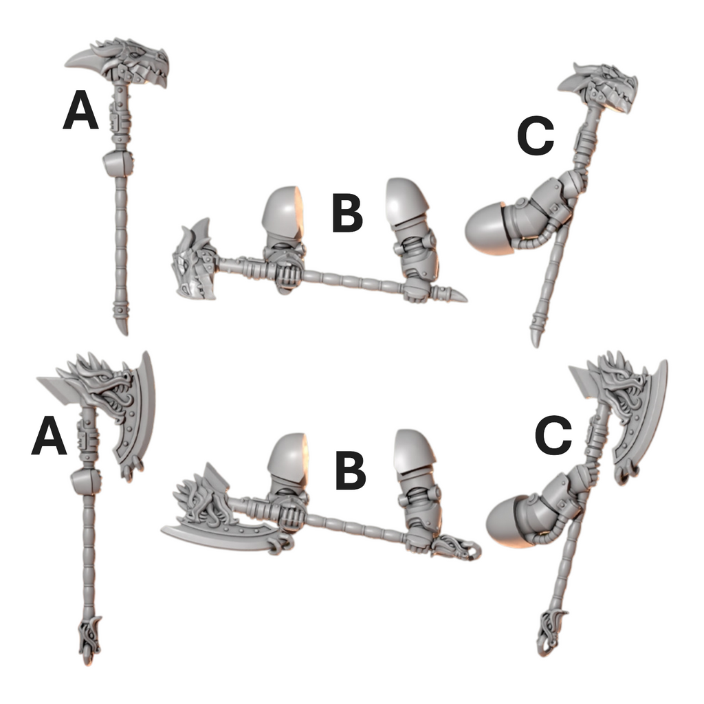 Axe & Hammer Big Melee Weapons Anvil Wardens Conversion Bits For 28mm 32mm Sci-fi Space Knights
