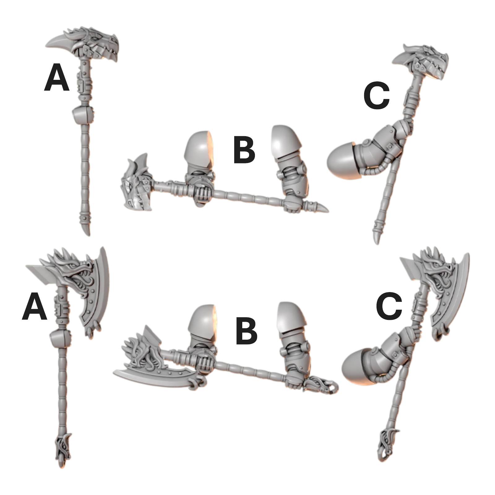 Axe & Hammer Big Melee Weapons Anvil Wardens Conversion Bits For 28mm 32mm Sci-fi Space Knights