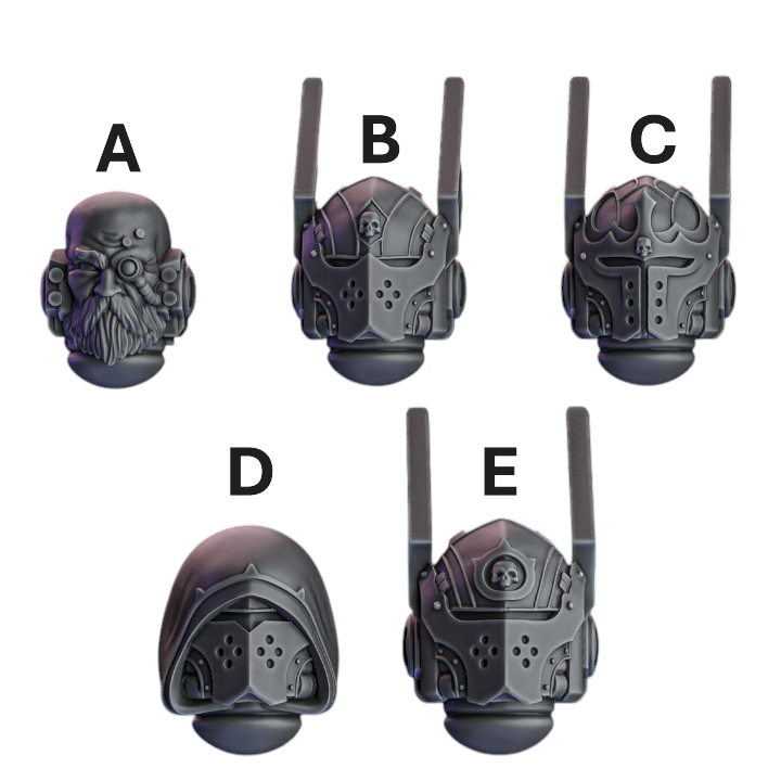Knight Heads & Helmets | Pactum Aeternum | Conversion Bits For 28mm 32mm Sci-fi Space Knights