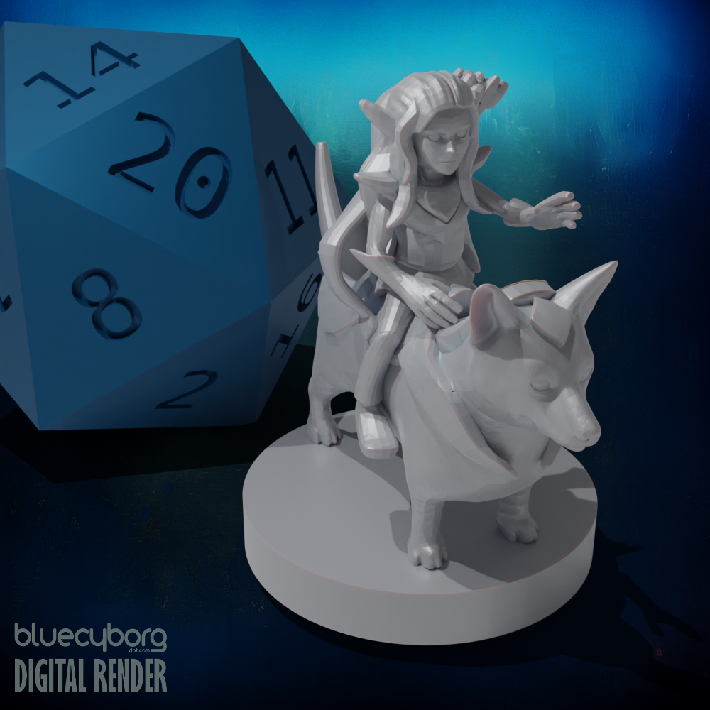 Pixie Warrior on a Corgi 28mm Scale Miniature