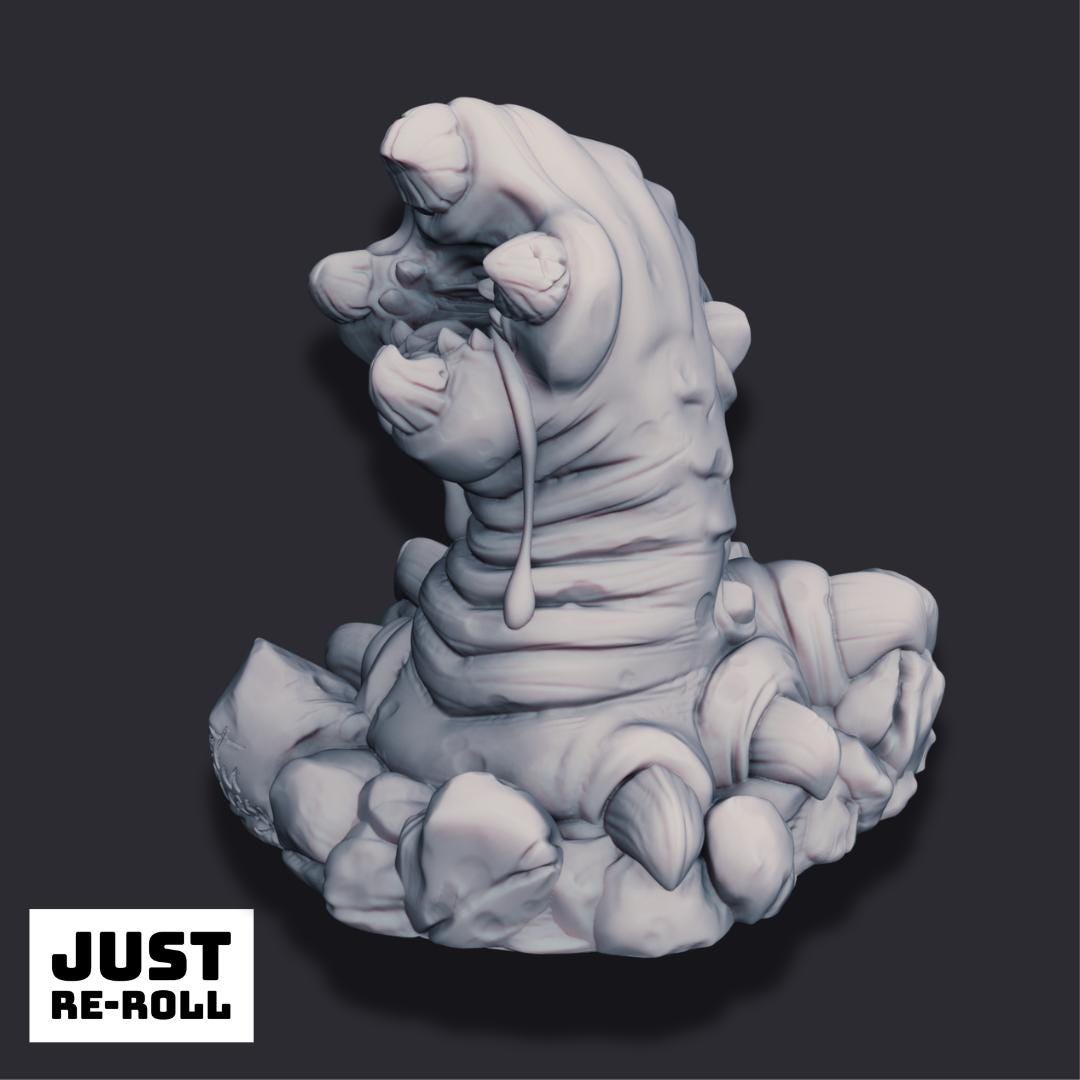 Poisonteeth Worm – 3D Printed Fantasy Creature Miniature
