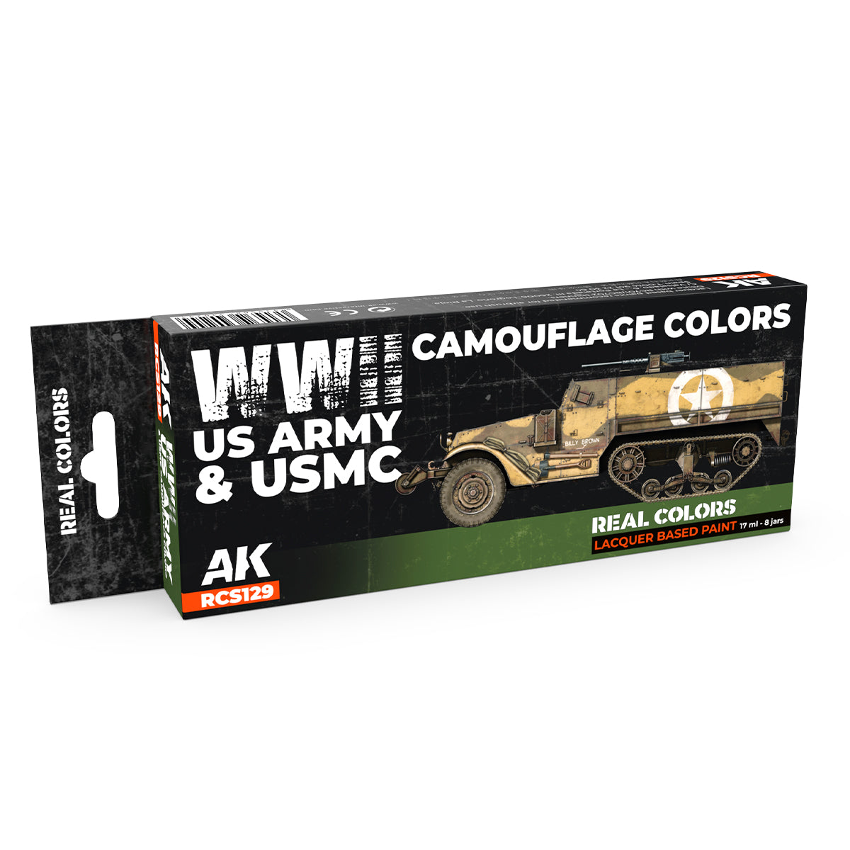 AK Interactive Real Colors - WWII US Army & USMC Camouflage Colors Set (RCS129)