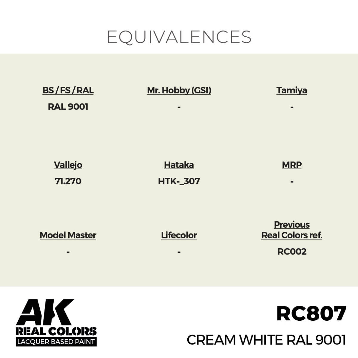 AK Interactive Real Colors - Cream White RAL 9001 17ml. (RC807)