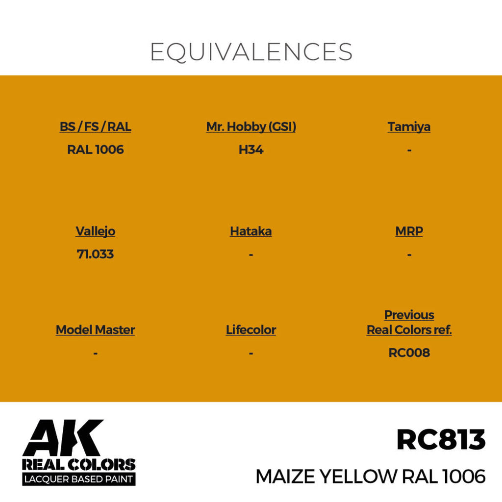 AK Interactive Real Colors - Maize Yellow RAL 1006 17ml. (RC813)