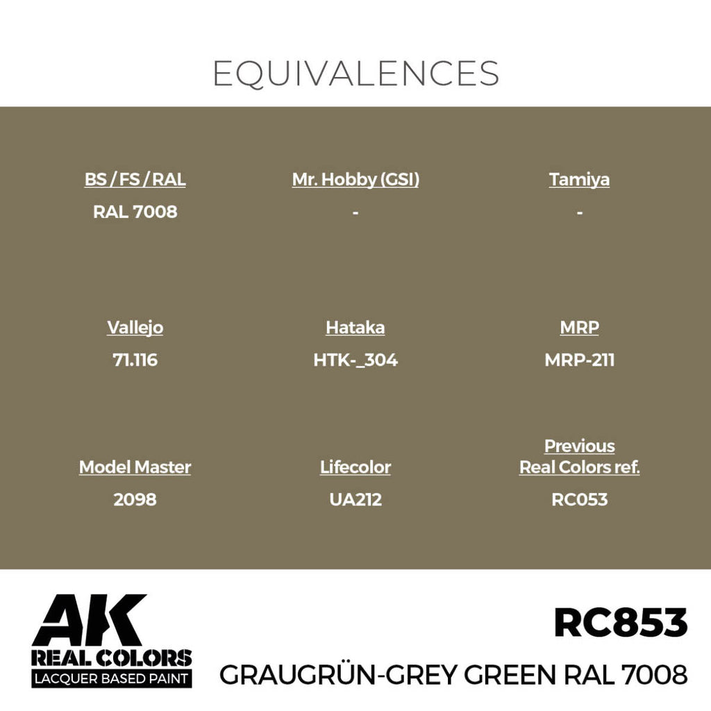 AK Interactive Real Colors - Graugrün-Grey Green RAL 7008