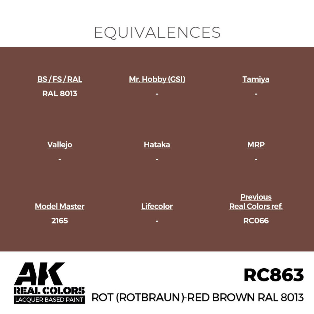 AK Interactive Real Colors - Rot (Rotbraun)-Red (Red Brown) RAL 8013