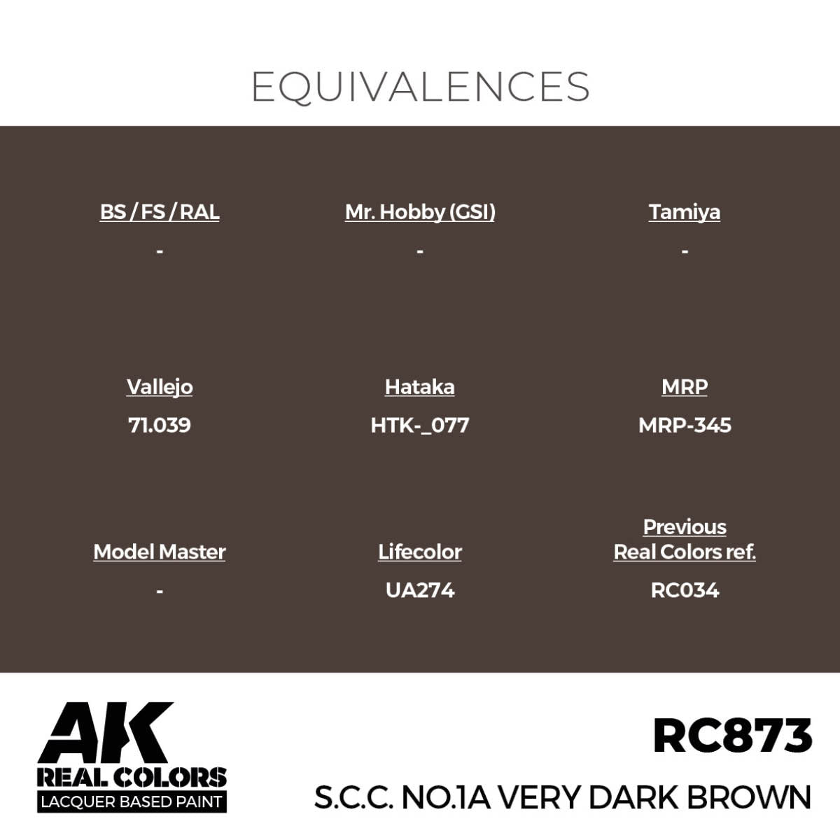 AK Interactive Real Colors - S.C.C. No.1A Very Dark Brown