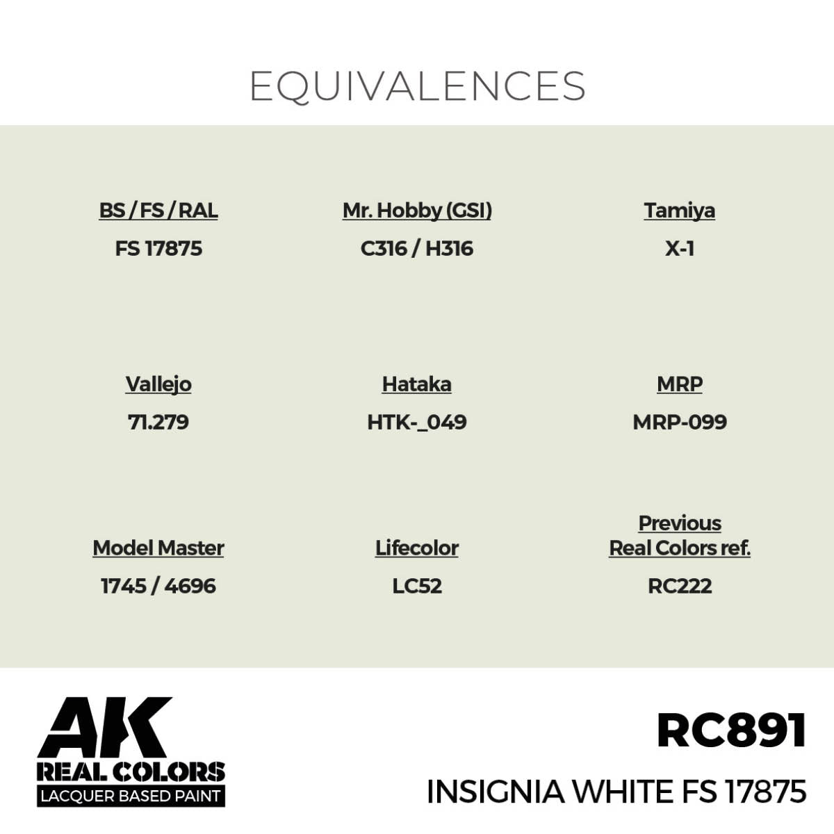 AK Interactive Real Colors - Insignia White FS 17875