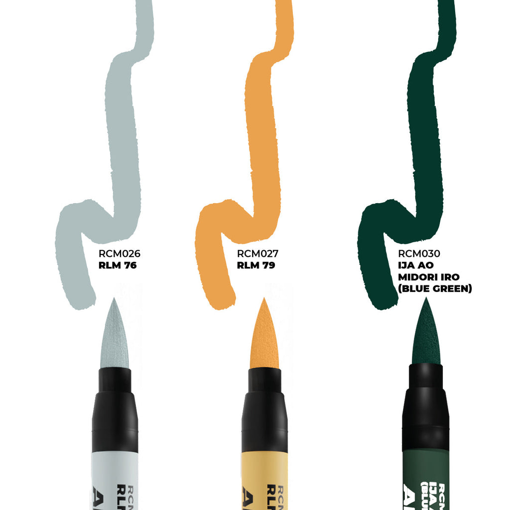 AK Interactive Real Colors Markers - WWII Axis Aircraft Squiggle Camouflage Colours (RCM111)