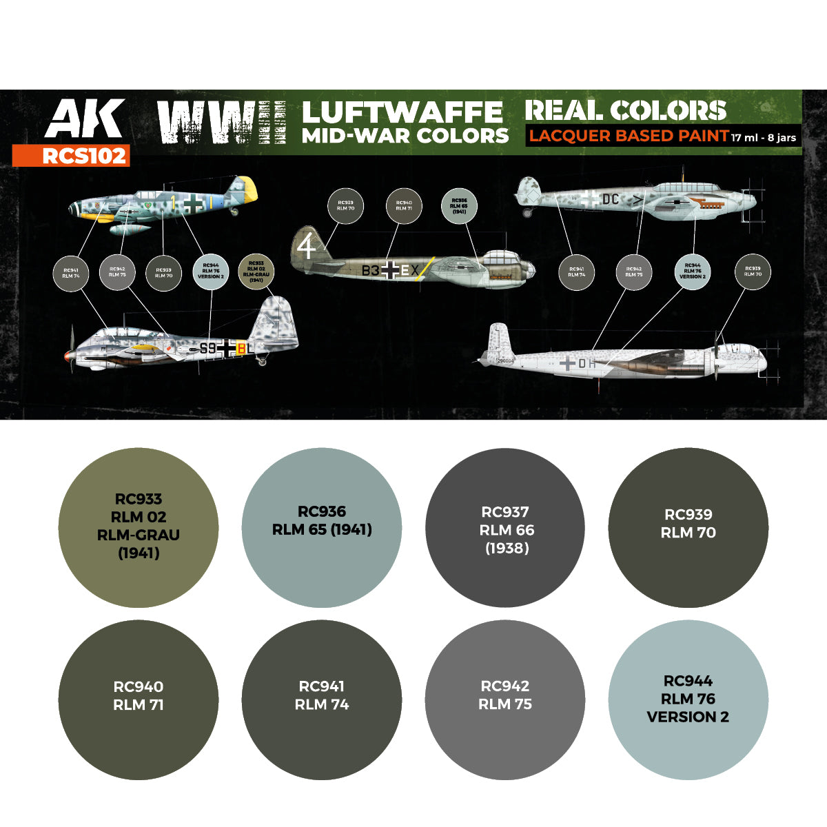 AK Interactive Real Colors - WWII Luftwaffe Mid-War Set (RCS102)