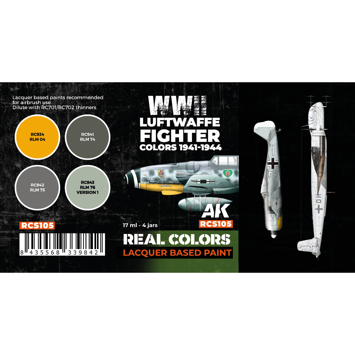AK Interactive Real Colors - Luftwaffe Fighter Colors 1941-1944 Set (RCS105)