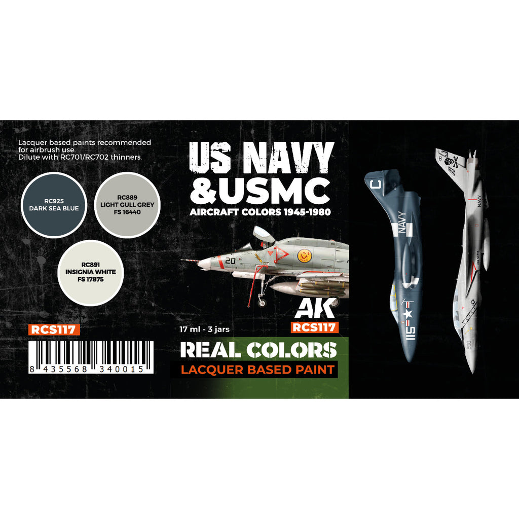 AK Interactive Real Colors - US Navy & USMC Aircraft 1945-1980 Set (RCS117)