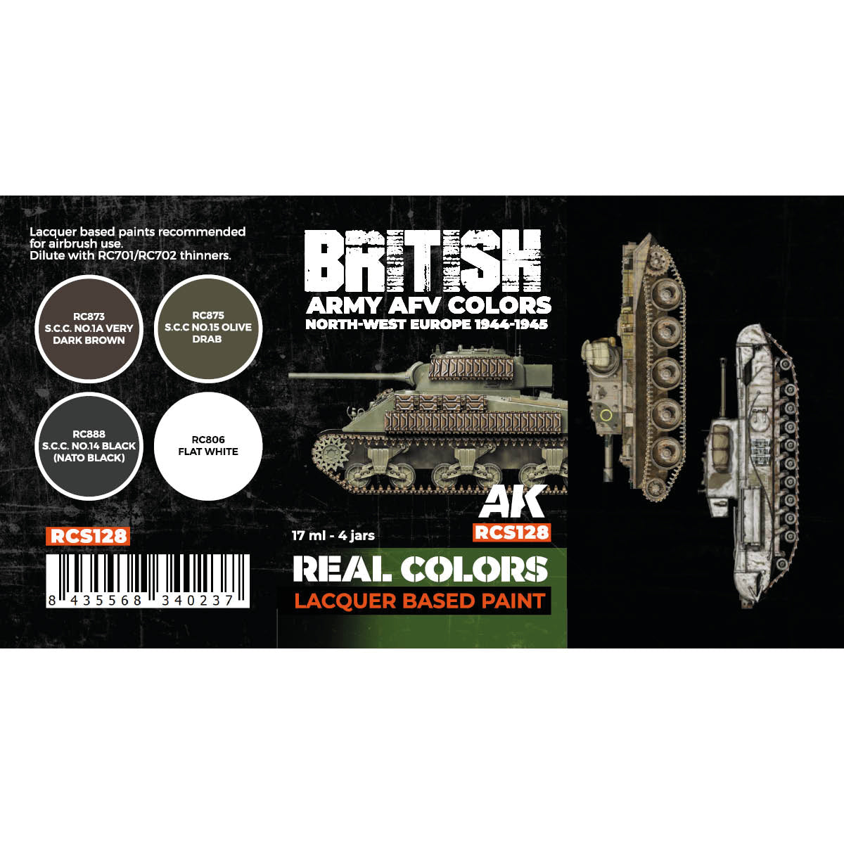 AK Interactive Real Colors - British Army AFV North-West Europe 1944-1945 Set (RCS128)