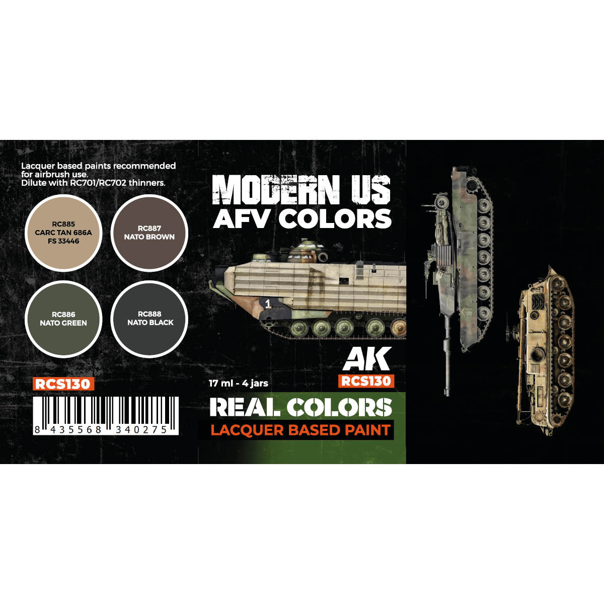AK Interactive Real Colors - Modern US AFV Colors Set (RCS130)