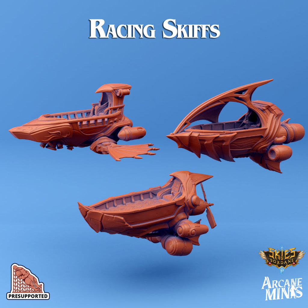 Racing Skiff Miniatures Airship | Skies of Sordane | Fantasy Miniature | Arcane Minis