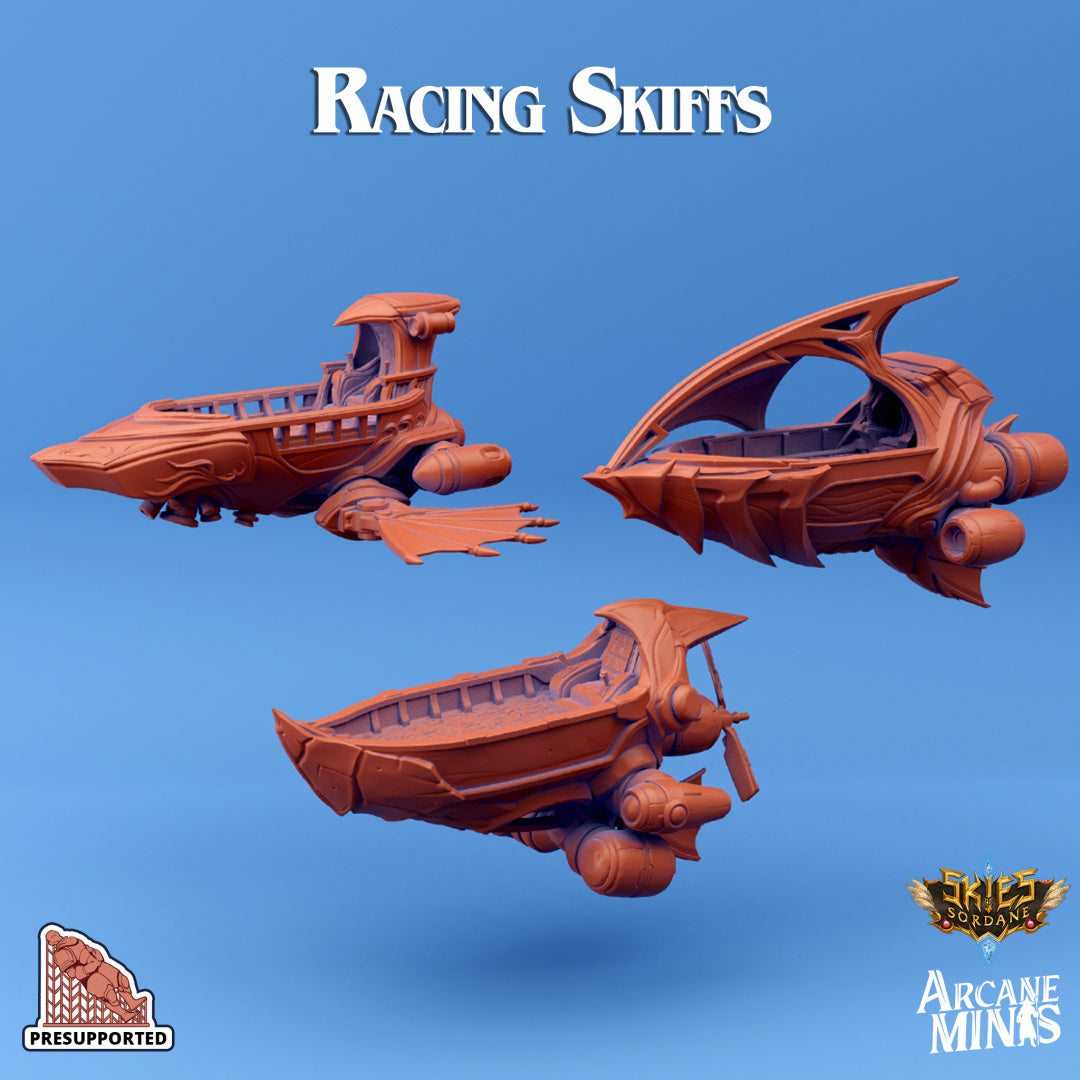 Racing Skiff Miniatures Airship | Skies of Sordane | Fantasy Miniature | Arcane Minis