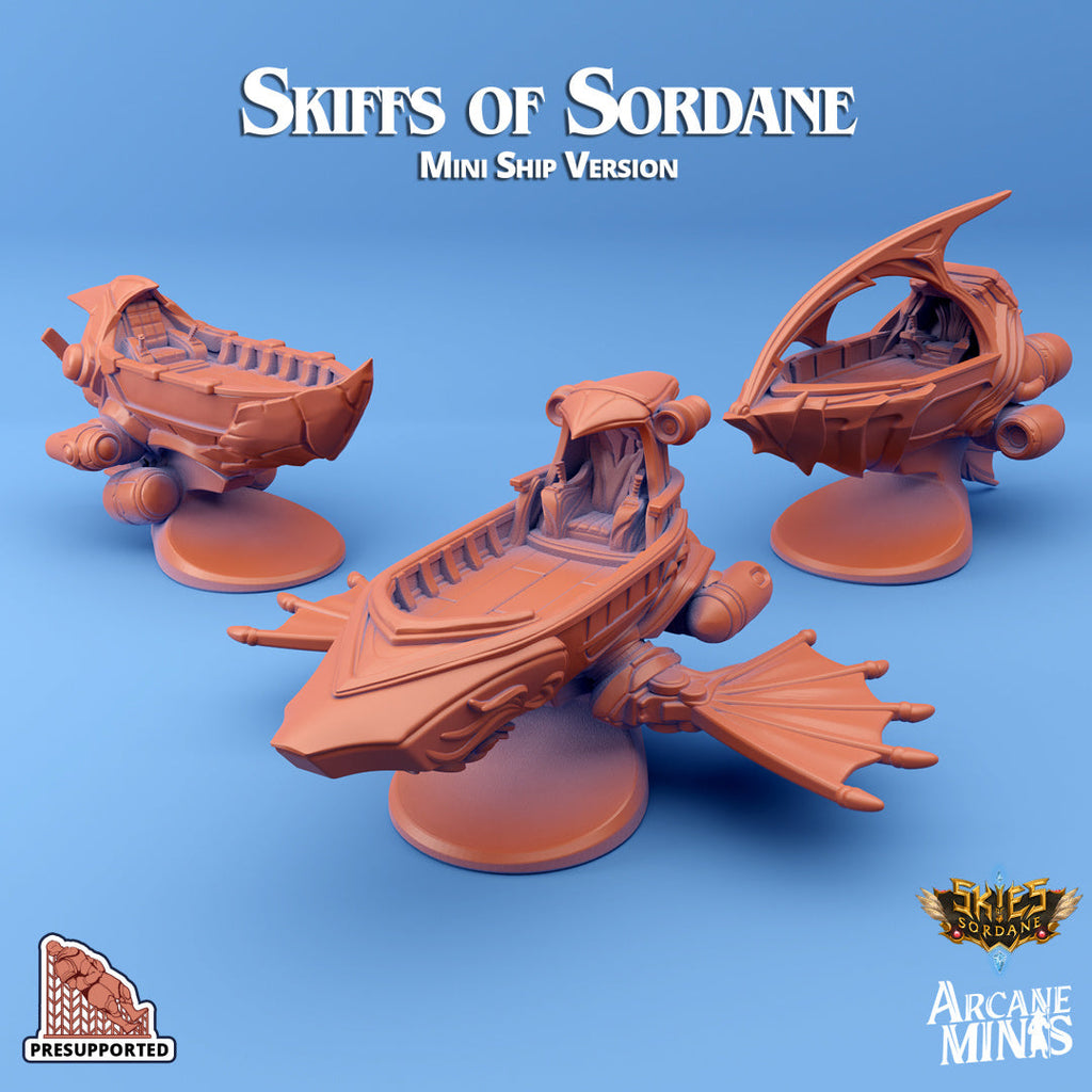 Racing Skiff Miniatures Airship | Skies of Sordane | Fantasy Miniature | Arcane Minis