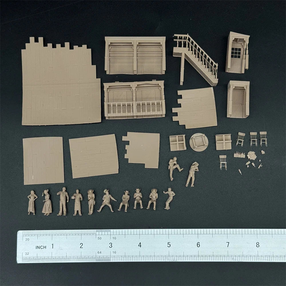 1/72 Scale Wild West Saloon / Restaurant Diorama Kit & Figures (10+ Figures) - Spaghetti Western Vignette