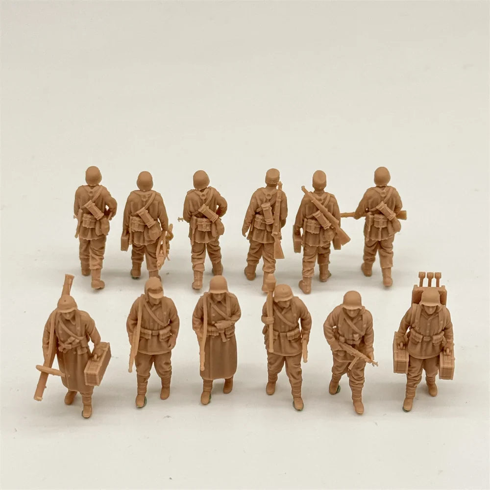 1/72 Scale WWII German Army Grenadiers Resin Figure Set (12 Figures) - Ardennes/Late War Infantry