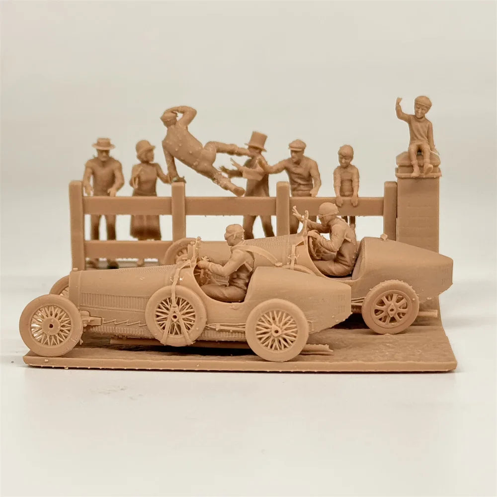 1/72 Scale Legendary 1900s Grand Prix Racing Incident Diorama Kit (Car & Spectators) - Early Auto History Miniature