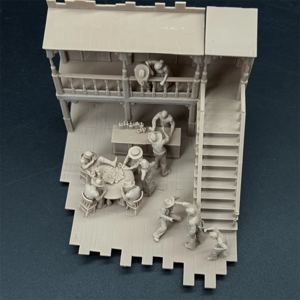 1/72 Scale Wild West Saloon / Restaurant Diorama Kit & Figures (10+ Figures) - Spaghetti Western Vignette