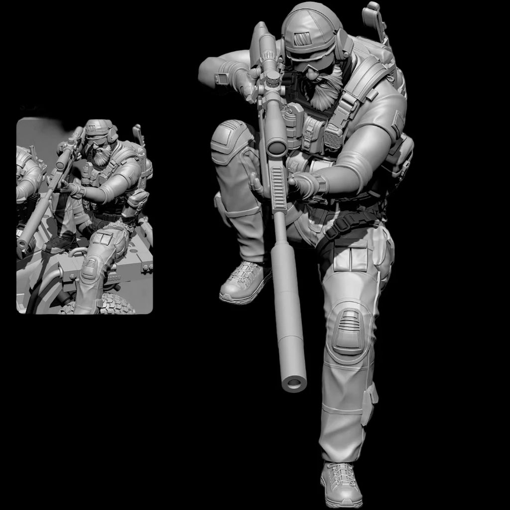 1/35 Scale US Modern Tactical Sniper Figure Kit - Long Range Marksman Miniature