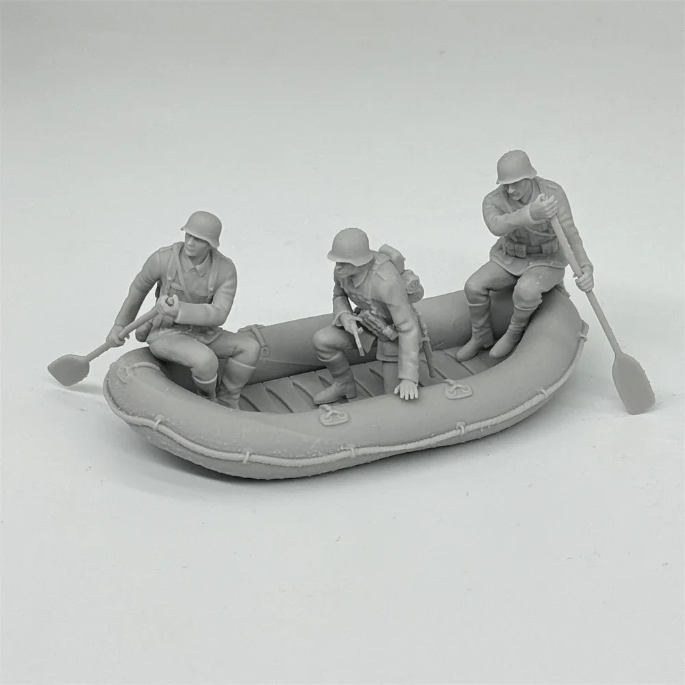 1/35 German Assault Boat Squad (3 Fig) Resin Kit | River Crossing Scene