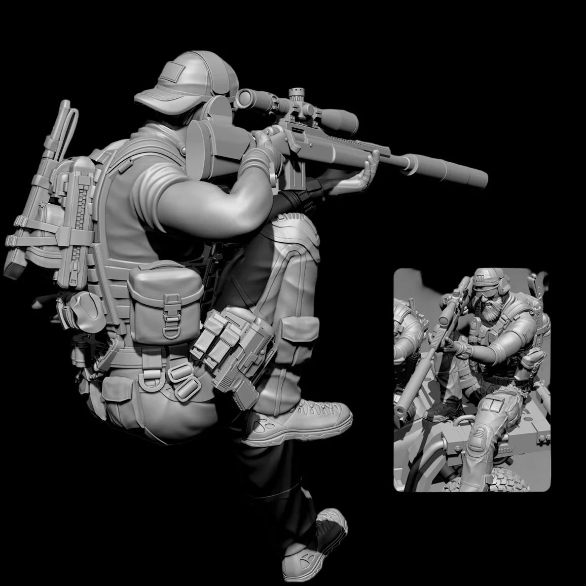 1/35 Scale US Modern Tactical Sniper Figure Kit - Long Range Marksman Miniature