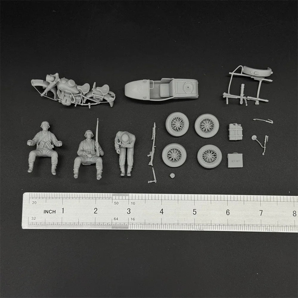 1/35 German Motorcycle w/ MG34 Crew (3 Fig) Resin Kit | WWII Recon