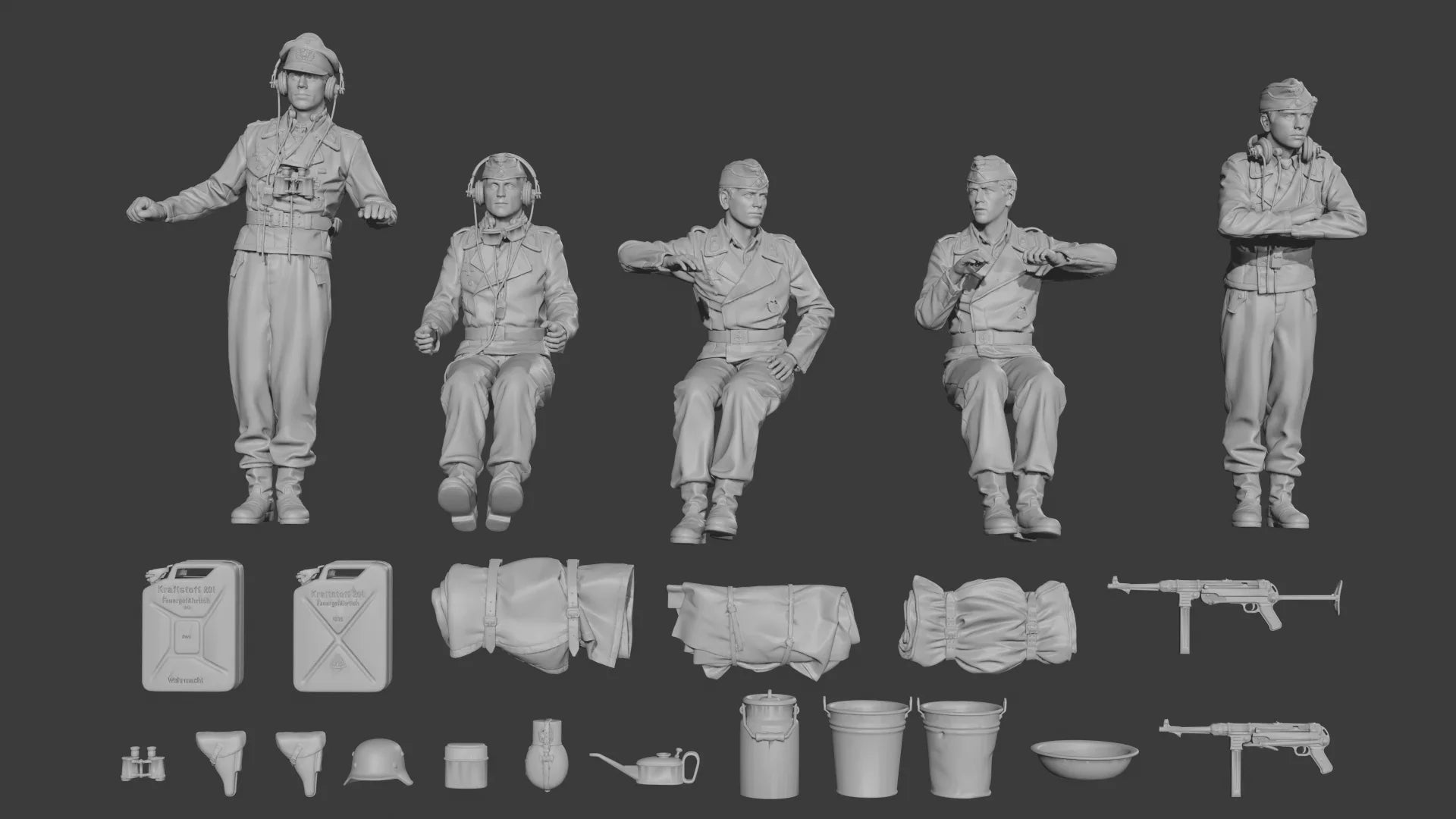 1/35 German PzKpfw IV Tank Crew (5 Fig) Resin Kit | Diorama Accessories