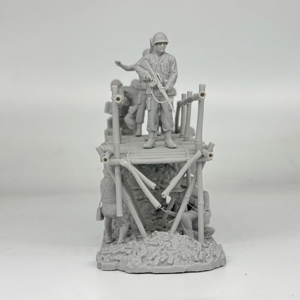 1/35 Vietnam Bridge Ambush Diorama Resin Kit | Viet Cong & US/ARVN Figs