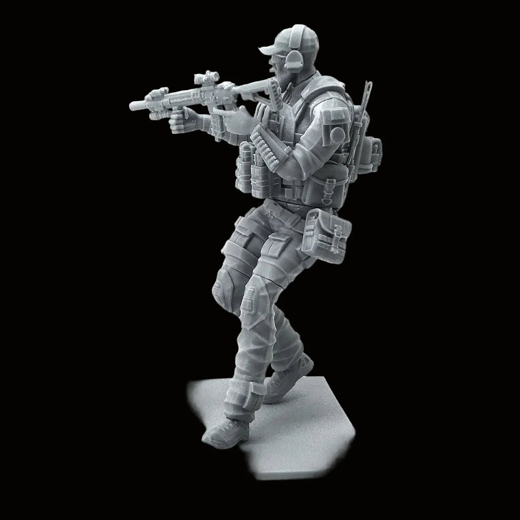 1/24 Scale US Navy SEAL Assaulter Resin Figure Kit - Bearded Operator Rifleman Miniature