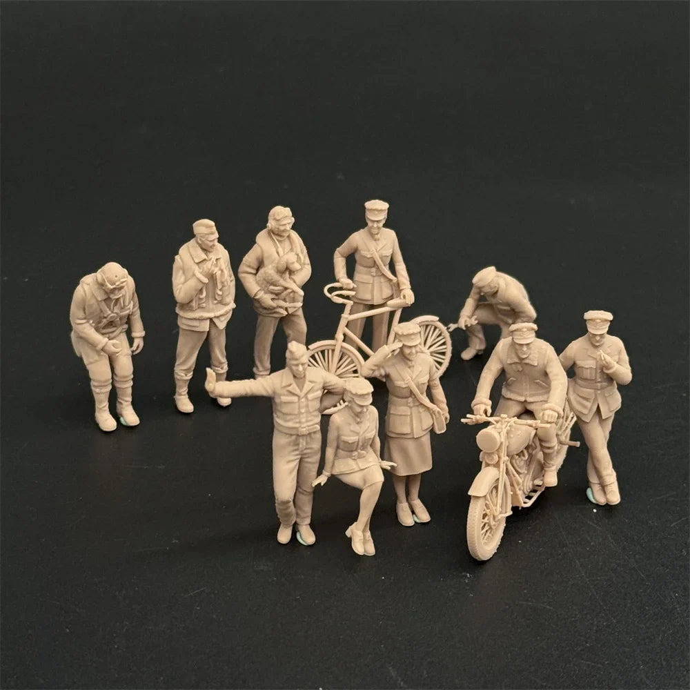 1/48 & 1/72 Scale WWII British Pilots & Ground Crew Resin Figure Set (10 Figures) - Airfield Accessories Military War