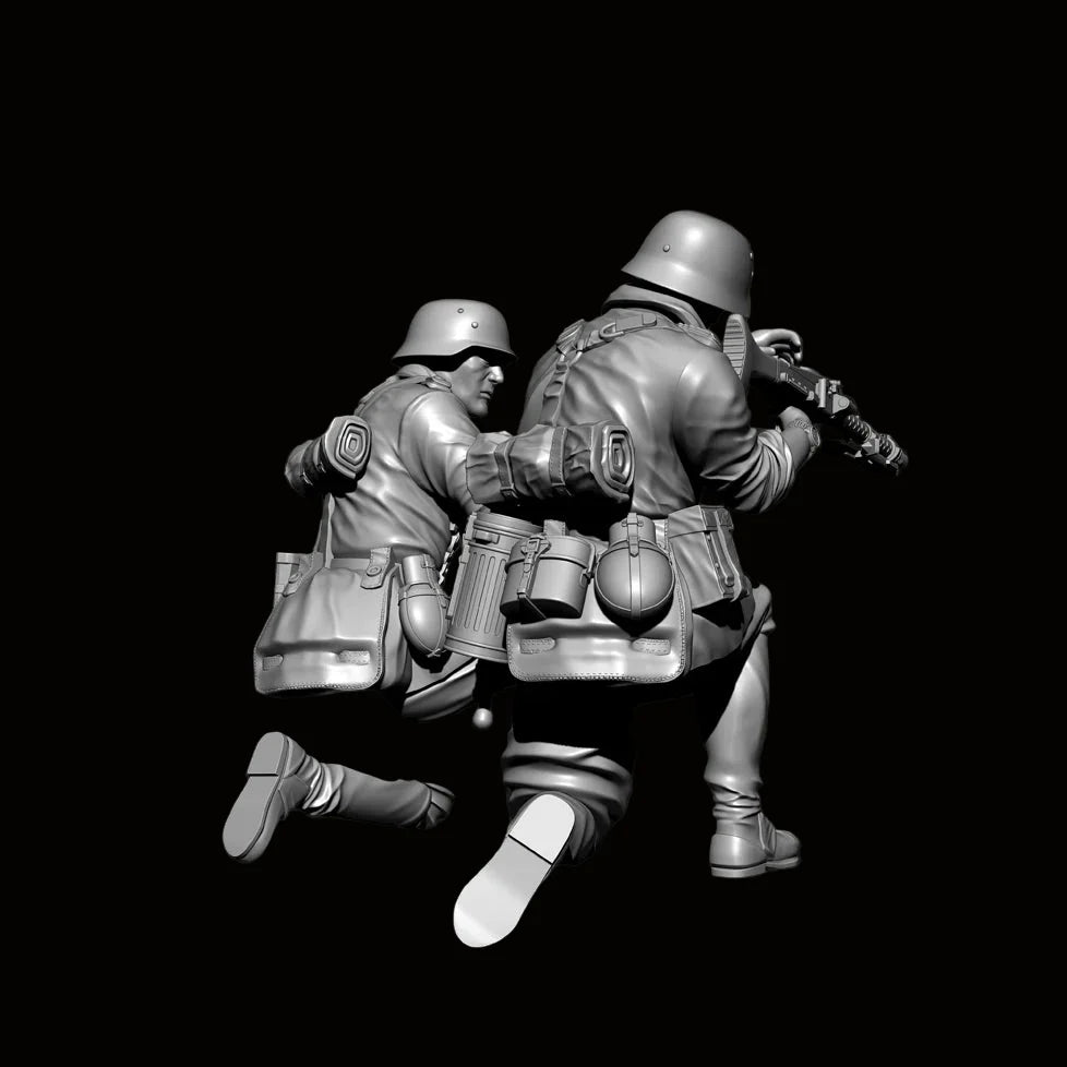 1/35 Scale WWII German MG42 Machine Gun Team Resin Figure Set (x2) - Unassembled Infantry Miniature