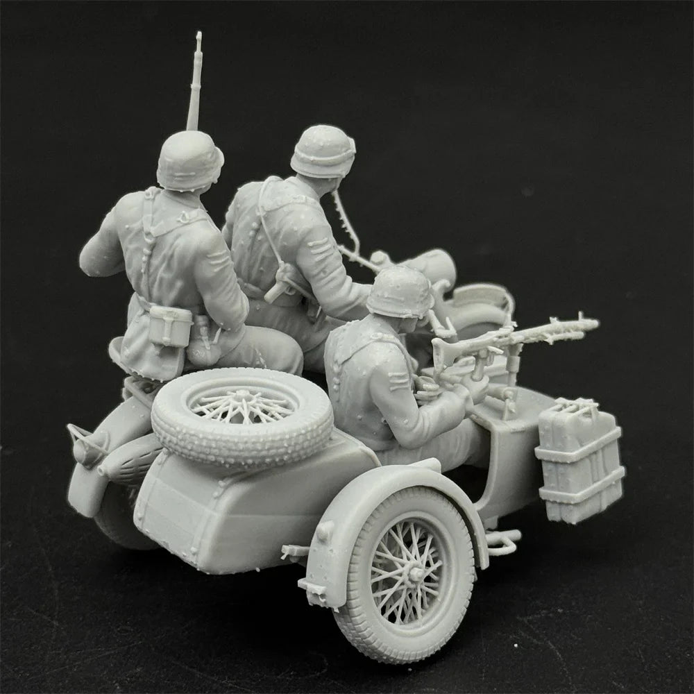 1/35 German Motorcycle w/ MG34 Crew (3 Fig) Resin Kit | WWII Recon