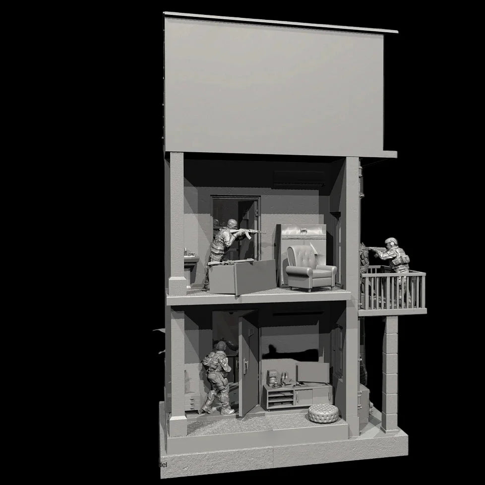 1/35 Scale Resin Soldier Figure Scene | Counter-Terrorism Diorama (8 Soldiers + Scene Platform) | Self-Assembled Model Kit