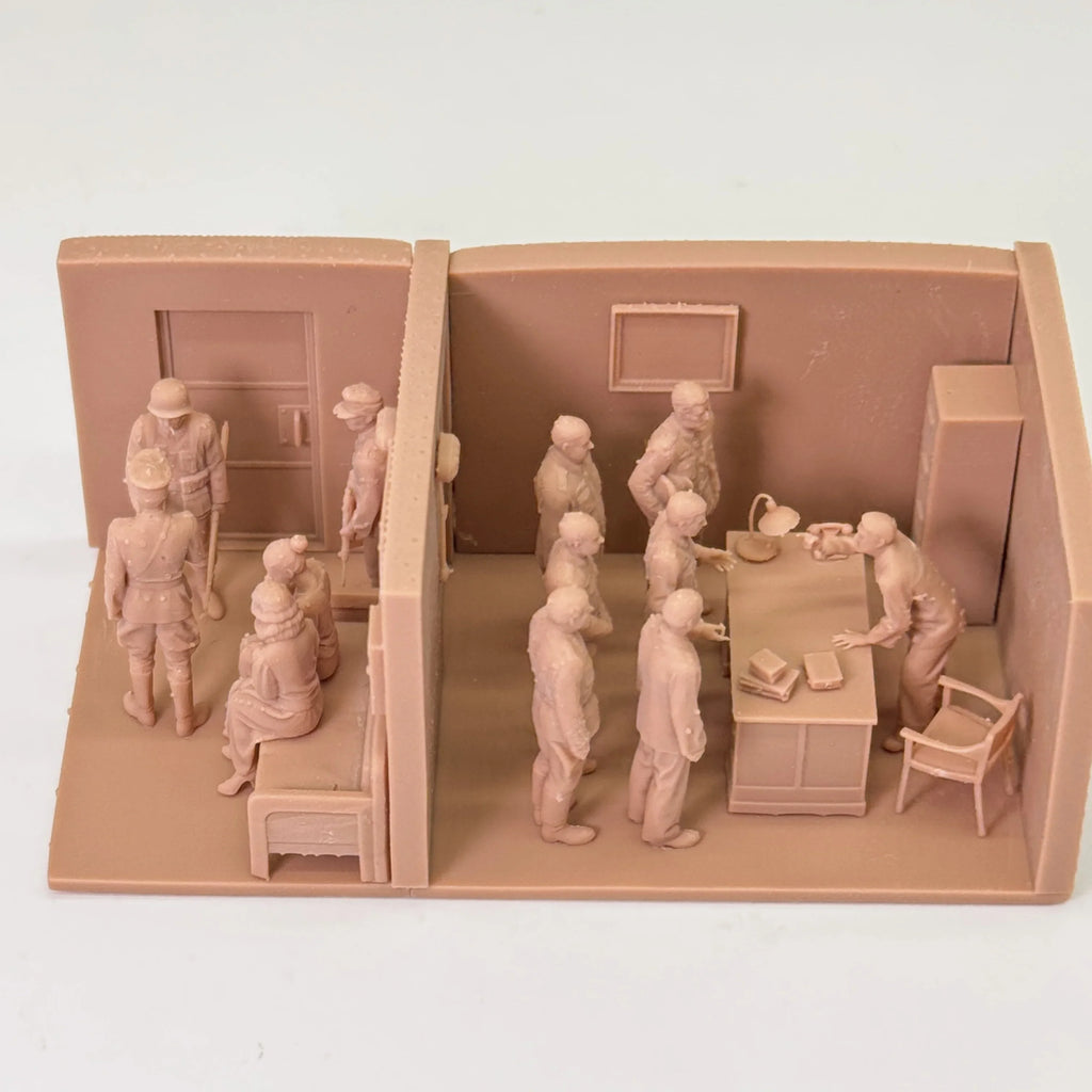 1/72 Scale Bunker / Headquarters Interrogation Scene Resin Figure Set (12 Figures) - WWII/Cold War Diorama