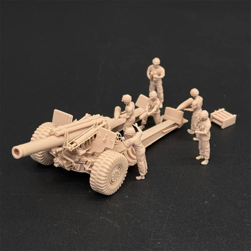 1/72 Scale US M114 Howitzer Artillery Piece & Crew Resin Model Kit (6 Figures) - Vietnam War Diorama