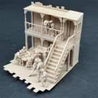 1/72 Scale Wild West Saloon / Restaurant Diorama Kit & Figures (10+ Figures) - Spaghetti Western Vignette