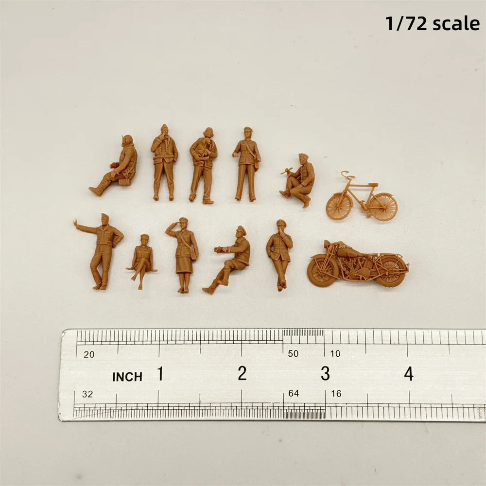 1/48 & 1/72 Scale WWII British Pilots & Ground Crew Resin Figure Set (10 Figures) - Airfield Accessories Military War